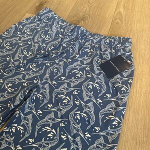 Preswick & Moore Men's Pajama Shorts Marlin Print Soft Pockets Drawstring Medium